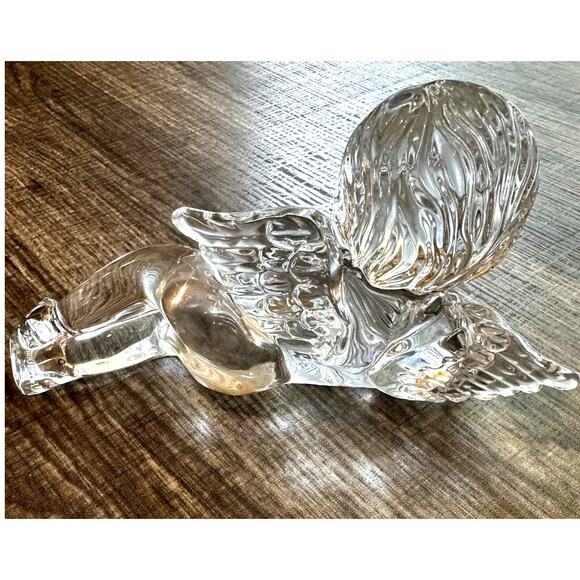Waterford Crystal Cherub with Lute Reclining Angel Figurine Sculpture - Picture 4 of 5